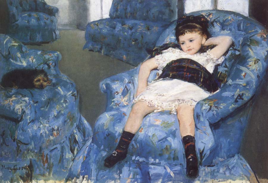 Little Girl in a Blue Amchair